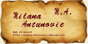 Milana Antunović vizit kartica